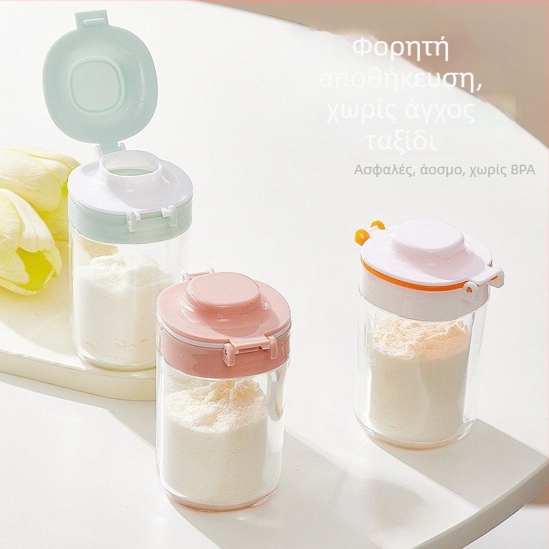 Κουτί γάλακτος σε σκόνη για μωρά με διπλό καπάκι – φορητό, λειτουργία με ένα χέρι, θήκη γάλακτος σε σκόνη, μάρκα Hundred Buddhas