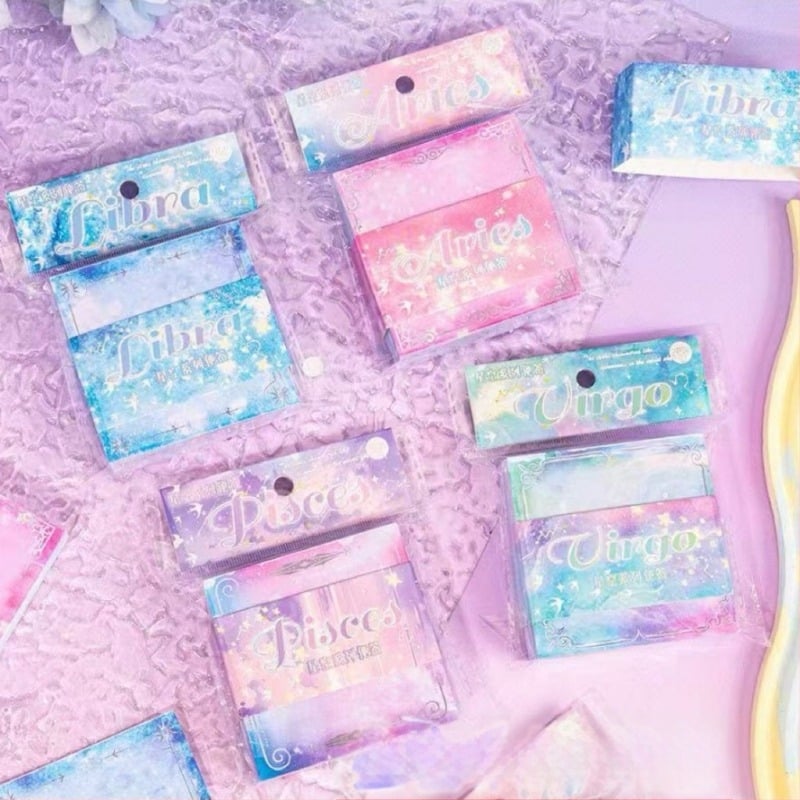 Cute bunny Σημειωματάριο με ουρανό γεμάτο αστέρια, χωρίς κόλλα, τετράγωνο σχήμα, θερμοτυπία σε στυλ Insta, βασική συσκευασία