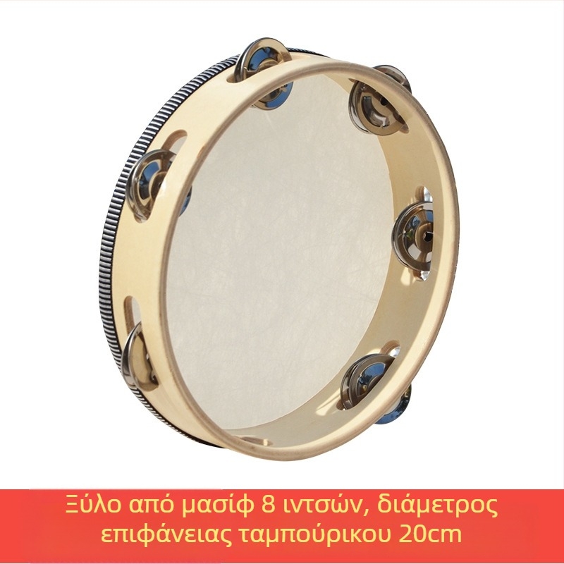 Orff tambourin για παιδιά — ξύλινο σώμα, 3C κατηγορίας ξύλινες παιχνιδάκια, κατάλληλο για ηλικίες 4–6 ετών, συσκευασία: κουτί με εικονογραφήσεις, χαρτόκουτο, λευκό κουτί ή δικτυωτή θήκη