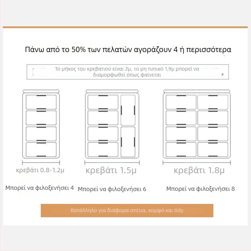 Κουτί αποθήκευσης κάτω από το κρεβάτι, ορθογώνιο με καπάκι, ύψος 10 εκ, χωρητικότητα 1000 L+.