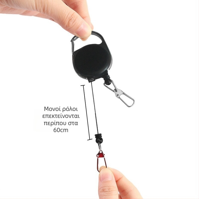 ABS λαινάρι για κάρτες ID με διπλό μηχανισμό τράβηγματος και τηλεσκοπικό κλιπ, μήκος 600, φορτίο 0,1, εκτύπωση λογότυπου, δυνατότητα εξατομίκευσης