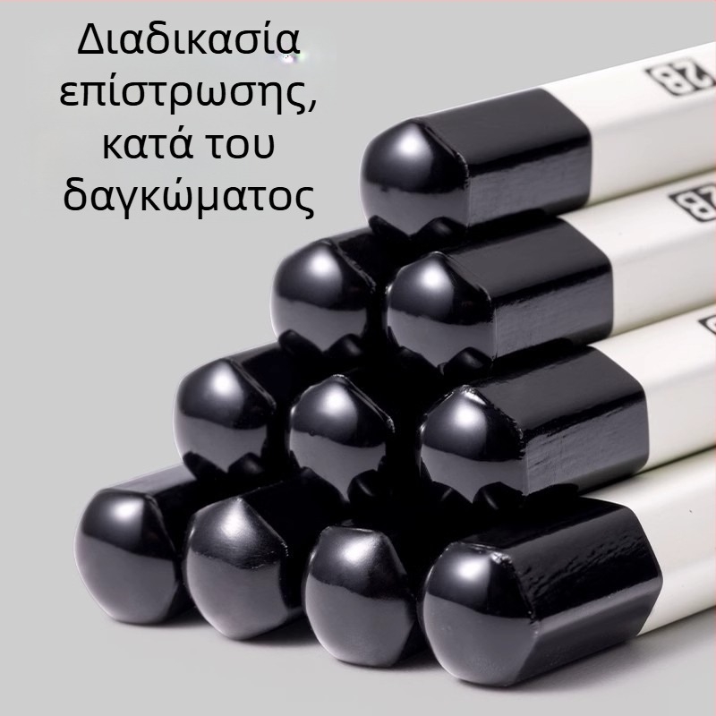 Χαραγμένο λευκό ξύλινο μολύβι για μαθητές δημοτικού, για Α' και Β' τάξη, προσαρμόσιμο HB/2B μολύβι