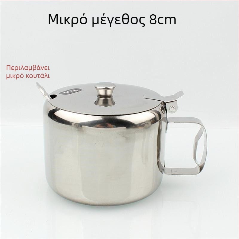 Ανοξείδωτο δοχείο μπαχαρικών με χειρολαβή; κουτί αλατιού, κύπελλο ζάχαρης και βάζο τσίλι; για εστιατόριο και οικιακή χρήση; premium στερεών μπαχαρικών αποθήκευση