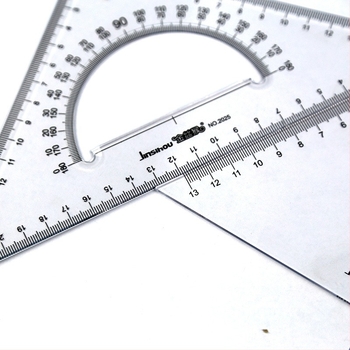 Σετ τρίγωνο χάρακα, διαφανής πλαστικός, μοντέλο 2030, με λειτουργία γωνιόμετρου, για μηχανικό σχέδιο και σχολικά είδη γραφείου, συσκευασία 2 τεμάχια