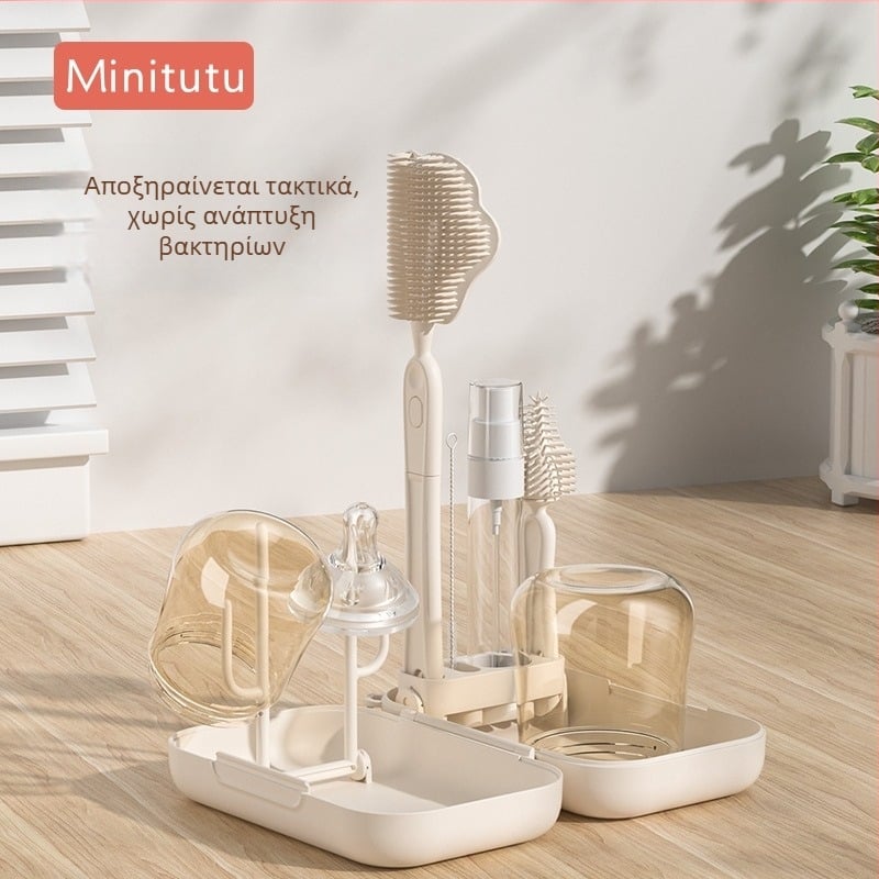 Minitutu φορητό σετ βούρτσας μπιμπερού με σιλικόνη και κουτί αποθήκευσης για ταξίδια