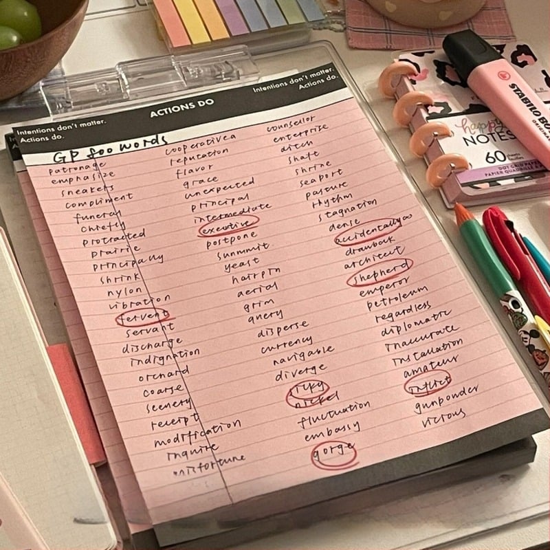 Σημειωματάριο σε κορεατικό στυλ με σχέδιο καρτούν – παχύ χαρτί σημειώσεων, οριζόντιες γραμμές, λεξιλόγιο για μελέτη