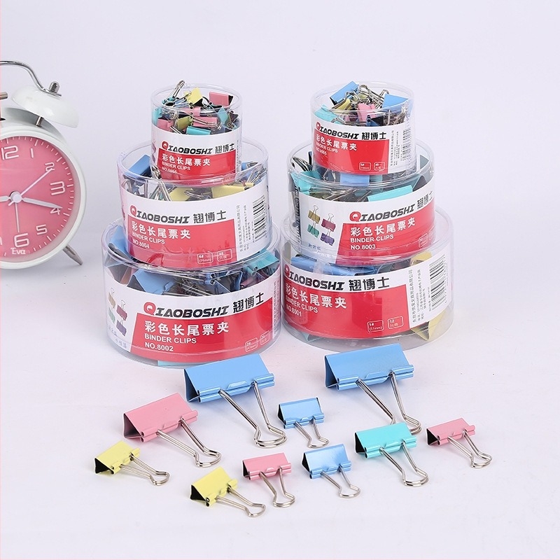 Μεταλλικός κλιπ δέσιμο εγγράφων Borja μοντέλο 445, κλιπ εγγράφων γραφείου, κυλινδρική συσκευασία