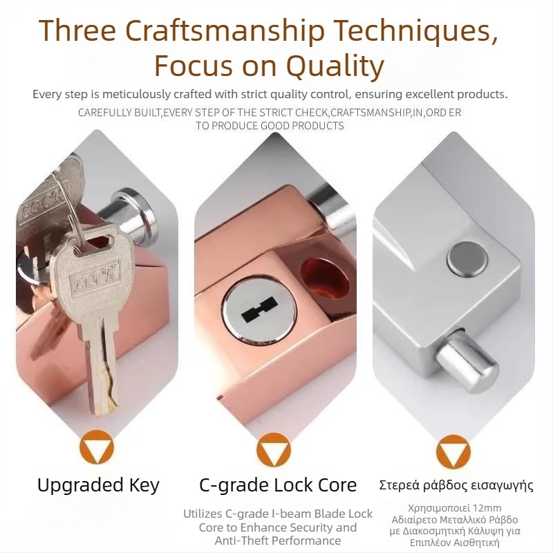 Type A Κλειδαριά Δαπέδου για Πόρτα με Πλαίσιο Γυαλιού, Αλουμινίου Αλουμίνο, Ηλεκτροπλατιωμένο, Beronsel