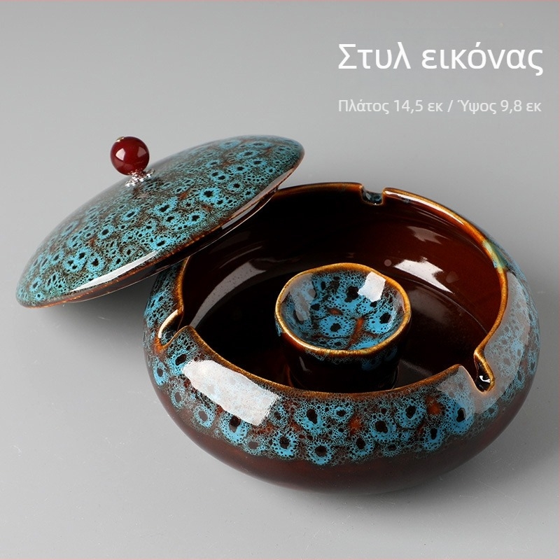 Κεραμικό τασάκι με καπάκι, ευρωπαϊκό στυλ, μοτίβο δράκου, αντιδιασπορά στάχτης, διακόσμητικό γραφείου και οικίας