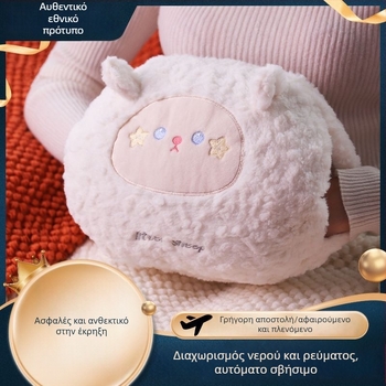 USB-φορτιζόμενη τσάντα ζεστού νερού για θέρμανση κοιλιάς και ποδιών, χαριτωμένες βελούδινες παντόφλες με σόλα από σιλικόνη