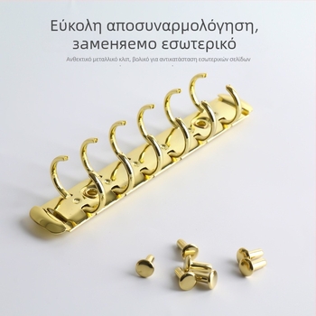 Zhongbi Μεταλλικό κλιπ σημειωματάριου με έξι οπές, για σημειωματάρια και planners