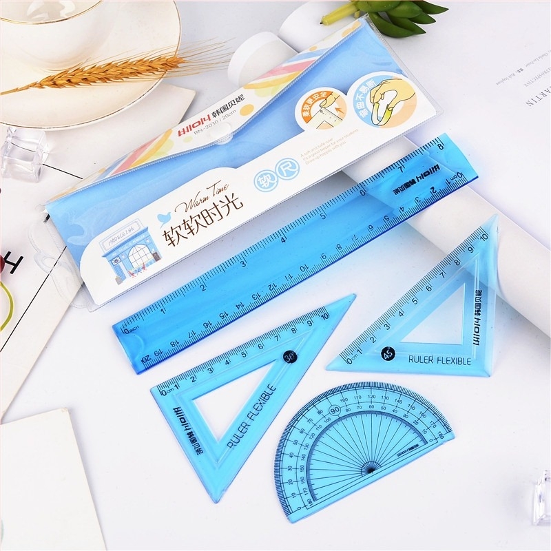 Hongbo 2030 Πλαστικό σετ χάρακων με τρίγωνο χάρακα – κιτ γραφείου μέτρησης