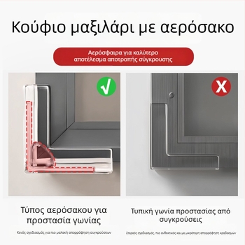 Παιδικό προστατευτικό γωνίας παραθύρου – ορθογώνιο σχέδιο, αντισύγκρουσης με αερόσακο, διαφανές