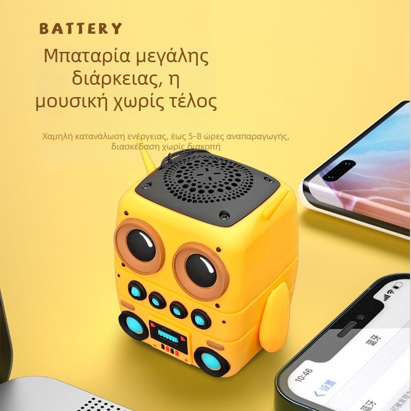 Bluetooth ηχείο με έκδοση 5.2, IPX6 αδιάβροχο, ενσωματωμένη μπαταρία 800–1000 mAh, ισχύς 3W, εύρος συχνότητας 100 Hz–20 kHz