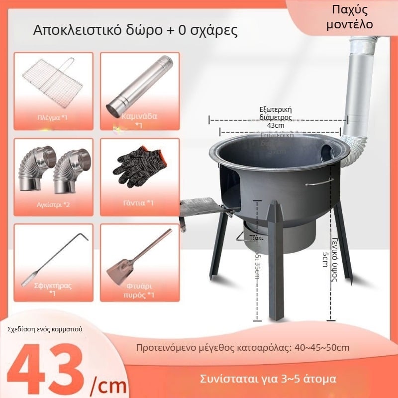 Μίνι ξυλόσομπα με παχιούς τοίχους, φορητή, νέο μοντέλο από Powerful Factory