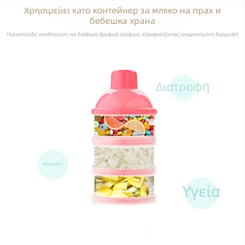 Τριών επιπέδων κουτί για βρεφικό γάλα σε σκόνη, ανθεκτικό στην υγρασία, φορητό και διαφανές; Μάρκα Hip Castle; Barcode 6970597171985; Υλικό: Δείτε περιγραφή