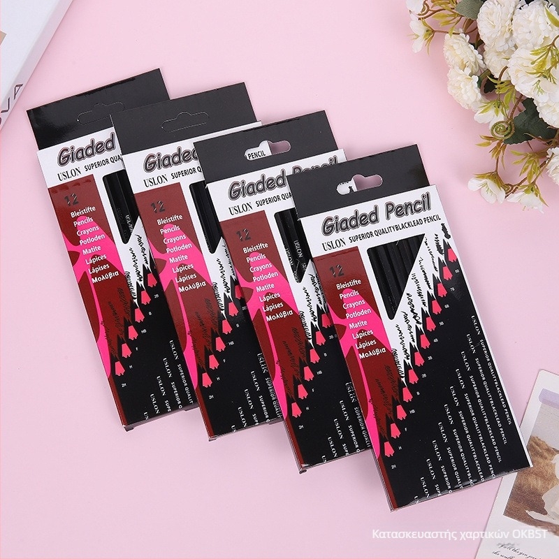 Επαγγελματικό σετ μολυβιών σκίτσων, ξύλινα μολύβια, 12 τεμάχια, 2H-8B