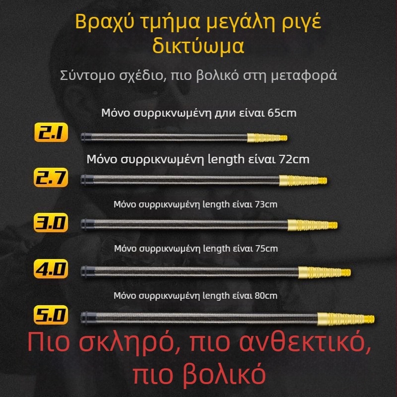 Τηλεσκοπική ράβδος για δίχτυα αλιείας από άνθρακα, υπερ-ελαφριά και φορητή