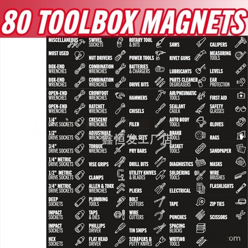 90 τεμάχια μαγνητικές ετικέτες εργαλείων