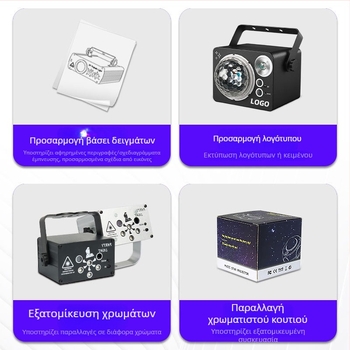 Μίνι σκηνικό φως λέιζερ με απομακρυσμένο και φωνητικό έλεγχο – πηγή λέιζερ + LED, μοντέλο R60, τροφοδοσία 5V USB, εσωτερική χρήση, αλουμινένιο περίβλημα, πιστοποίηση CE