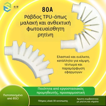 Εύκαμπτη φωτοευαίσθητη ρητίνη 80A, ακρίβεια εκτύπωσης 0,2 mm, μέγιστο μέγεθος εκτύπωσης 1000, βάρος 0,5–1 kg