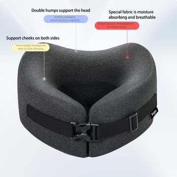 Ταξιδιωτικό μαξιλάρι σε σχήμα U με αφρό μνήμης, ύφασμα Milk Velvet, ελαφρύ έως 0,5 κιλά