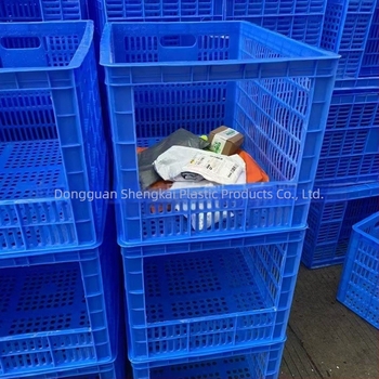 Ανοικτής κεφαλής πλαστικό καλάθι μεταφόρτωσης για αποθήκευση, χυτό με έγχυση HDPP, στοιβαζόμενο κενό καλάθι, τοίχωμα 2–8 mm, φορτίο 50, κατάλληλο για λαχανικά και φρούτα