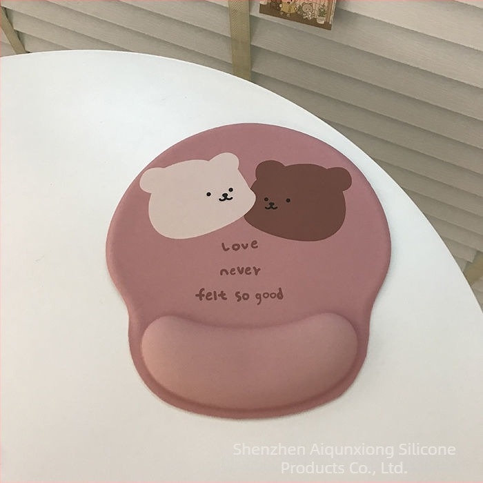 Πληκτρολόγιο και ποντίκι με σχέδιο αρκούδας, προστασία για τον καρπό, διπλής όψης, αντιολισθητικό, USB hub