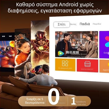 Οικιακός προβολέας για σαλόνι, υπνοδωμάτιο, οικιακό θέατρο και γραφείο — 1280x720 (720p), φωτεινότητα 300, ισχύς 65W, μέγεθος προβολής 50