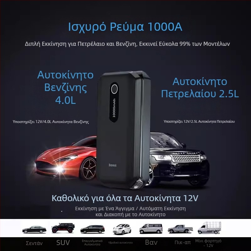 Baseus 12V αυτοκίνητο εκτάκτης ανάγκης εκκινητής και εξωτερικός φορητός power bank με καλώδιο εκκίνησης