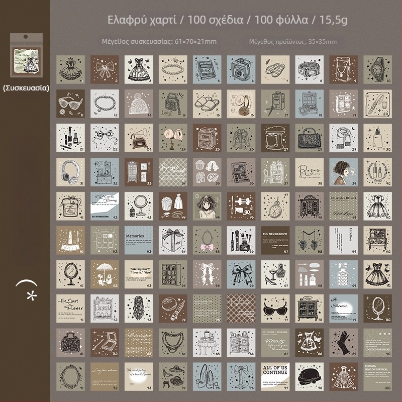 Ketchup Girl Μίνι Ημερολόγιο – πρωτότυπο στυλ, ελαφρύ χαρτί, εκτύπωση, σειρά 100 ημερών check-in, DIY κολάζ διακοσμητικό