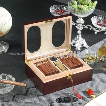 Κιβώτιο χουμιδόρου για πούρα από κέδρο, με διπλό παράθυρο, μεγάλη χωρητικότητα, χειροποίητο, κατά παραγγελία