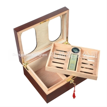 Κιβώτιο χουμιδόρου για πούρα από κέδρο, με διπλό παράθυρο, μεγάλη χωρητικότητα, χειροποίητο, κατά παραγγελία