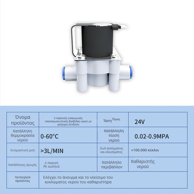 Βαλβίδα καθαριστή νερού με 24V είσοδο, 12V ηλεκτρομαγνητική βαλβίδα, αυτόματη πλύση, συνδέσεις ταχείας σύνδεσης 2/3