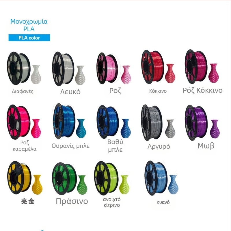 Νήμα PLA για εκτυπωτές 3D, μεταξένια υφή, κυκλική διατομή, μήκος 330 μ, υψηλή αντοχή