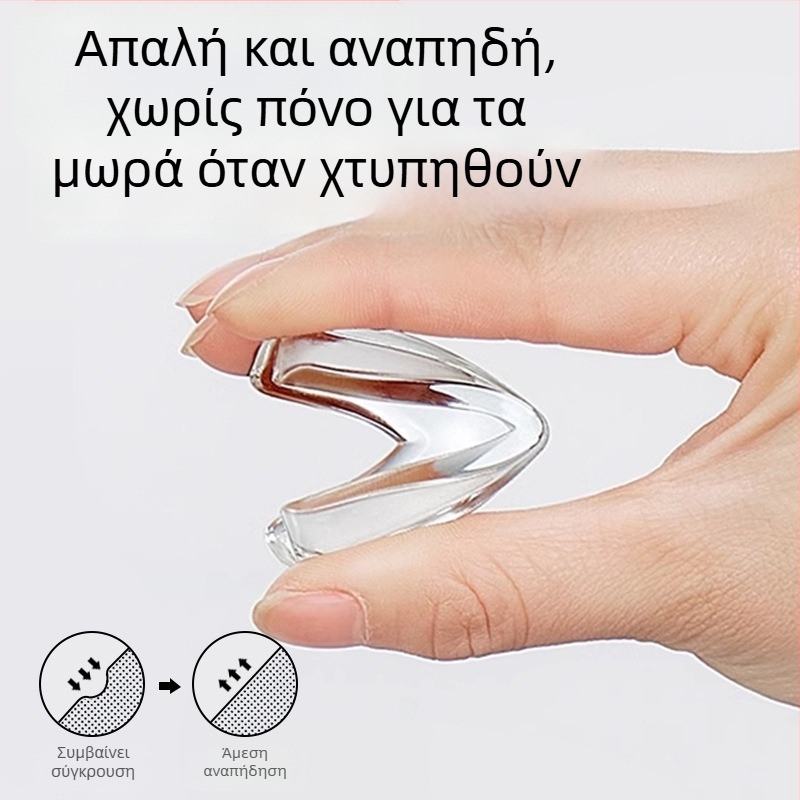 Προστατευτικό γωνίας τραπεζιού, 90° γωνία, διαφανές μαλακό σιλικόον, προστασία από κρούσεις