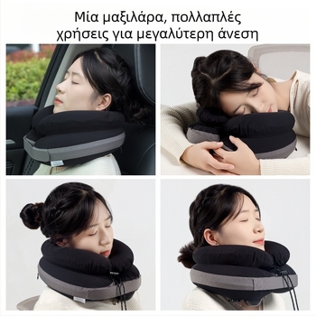 Yide φορητό φουσκωτό μαξιλάρι λαιμού για ταξίδια - βελτιωμένη στήριξη, U-σχήματος, πλήρωση αέρα, PVC πυρήνας, για ενήλικες