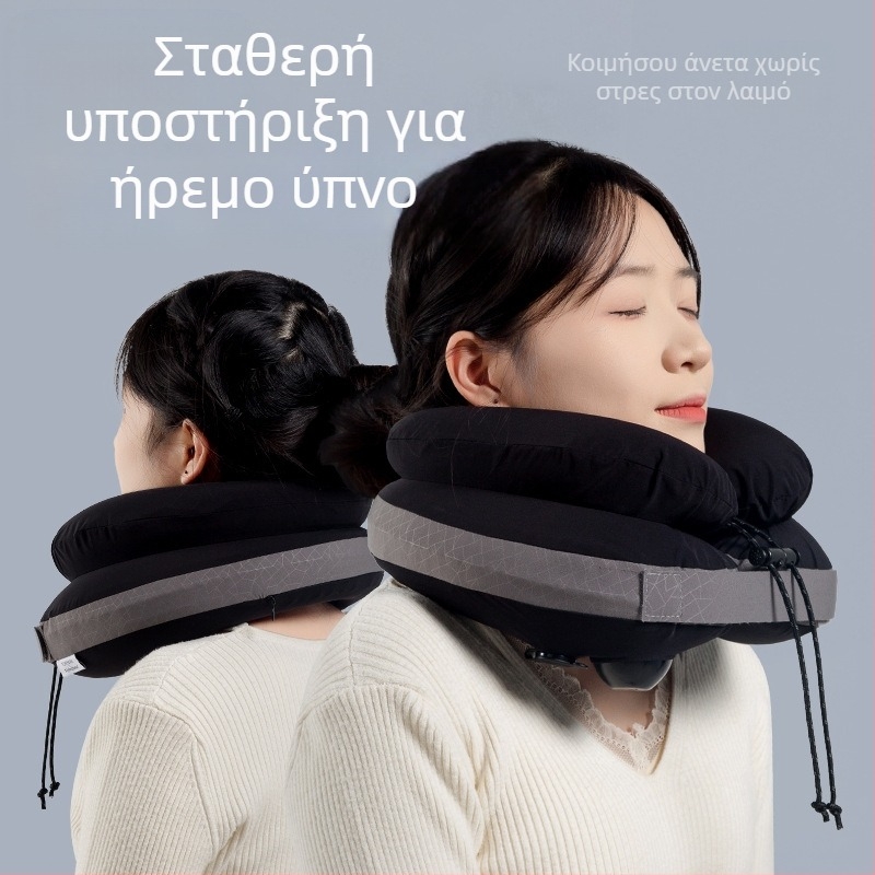 Yide φορητό φουσκωτό μαξιλάρι λαιμού για ταξίδια - βελτιωμένη στήριξη, U-σχήματος, πλήρωση αέρα, PVC πυρήνας, για ενήλικες