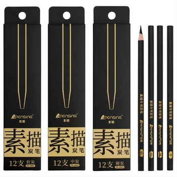 Σετ μολυβιών από άνθρακα – Ξύλινο περίβλημα, σε κουτί, Μαλακά, Μεσαία και Σκληρά μολύβια