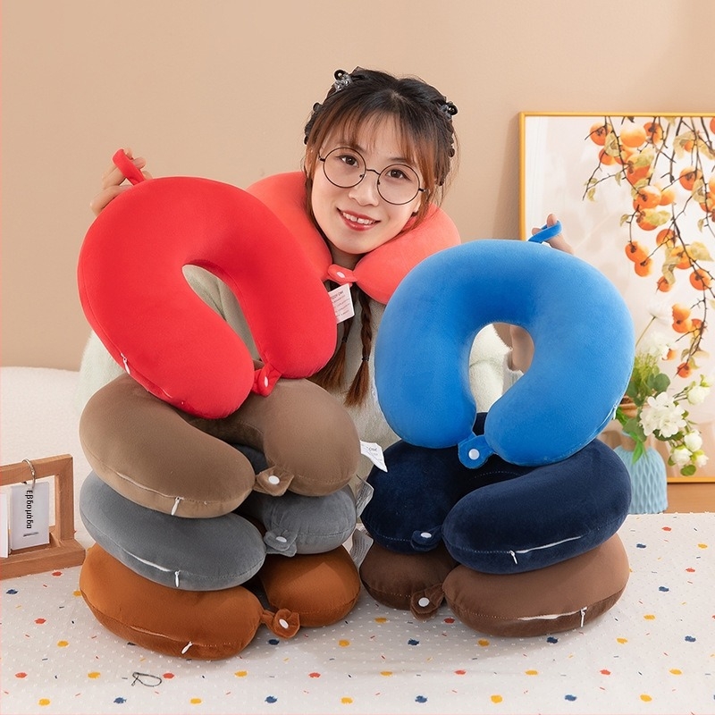 Μαξιλάρι λαιμού σε σχήμα U με γέμισμα PP βάμβακι, ύφασμα κρυσταλλικό βελούρο, για ταξίδια με αεροπλάνο και αυτοκίνητο, μοντέρνο μινιμαλιστικό στυλ