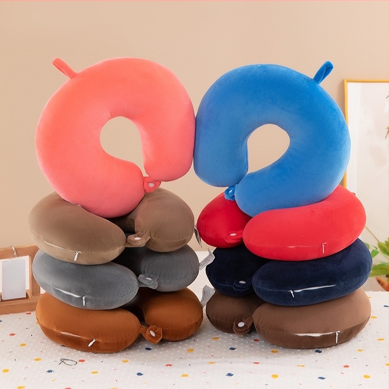 Μαξιλάρι λαιμού σε σχήμα U με γέμισμα PP βάμβακι, ύφασμα κρυσταλλικό βελούρο, για ταξίδια με αεροπλάνο και αυτοκίνητο, μοντέρνο μινιμαλιστικό στυλ