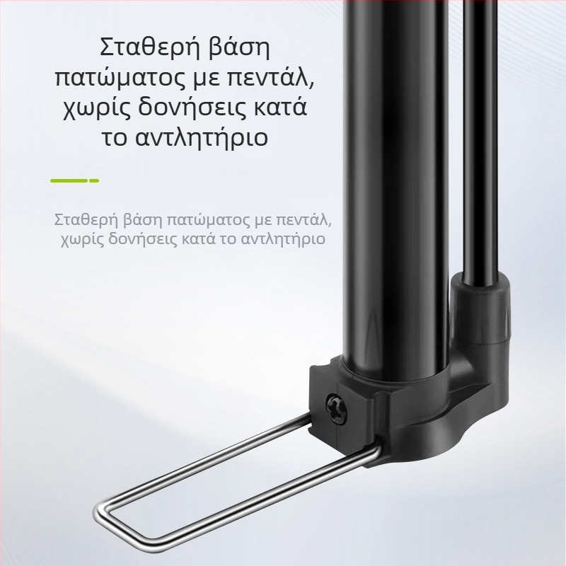 Χειροκίνητη αντλία ποδηλάτου με μανόμετρο, μοντέλο 2821CB, πίεση 140 psi, αλουμινένιο σώμα, 165 g