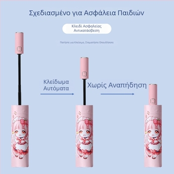 Παιδική ομπρέλα τρίφυλλη με cartoon σχέδιο, Αυτόματο άνοιγμα, 8 ατσάλινοι ράβδοι, ύφασμα 190T