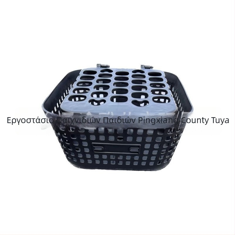 Μπροστινό καλάθι για ηλεκτρικό όχημα, με μεγάλο πλέγμα και καπάκι, μαύρο