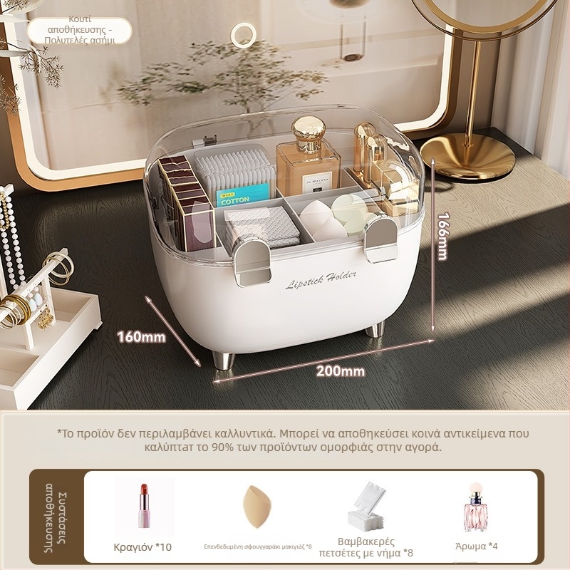 Κουτί αποθήκευσης κραγιόν με καπάκι, προστασία από σκόνη επιτραπέζιος οργανωτής καλλυντικών, πλαστικό, προσβάσιμος πολυτελής στυλ, λογότυπο μεταξοτυπίας, προσαρμόσιμο