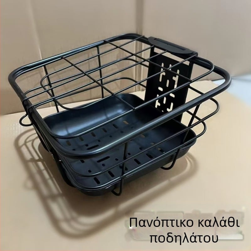 Κάλαθι ηλεκτρικού ποδηλάτου, μπροστινό και κάτω ατσάλινο καλαθάκι, διευρυμένος σχεδιασμός καλαθιού, μεταλλική κατασκευή, προσαρμοστικότητα