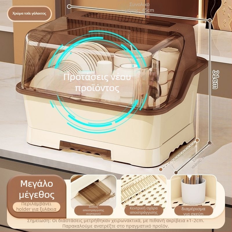 Πλαστικό ράφι πιάτων με αποστράγγιση για την κουζίνα