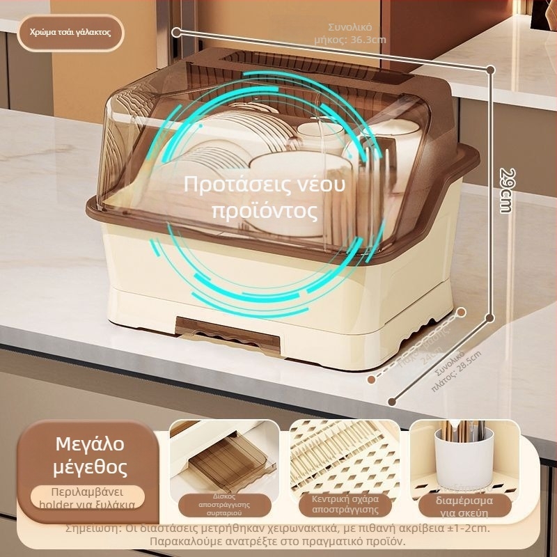 Πλαστικό ράφι πιάτων με αποστράγγιση για την κουζίνα