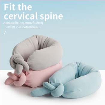 Μαξιλάρι ταξιδιού σε σχήμα U με ιμάντα (Γέμισμα: πολυεστερική ίνα; Κύριο ύφασμα: πλεκτό; Στυλ: μοντέρνο μινιμαλιστικό; Βάρος: έως 0,5 kg)