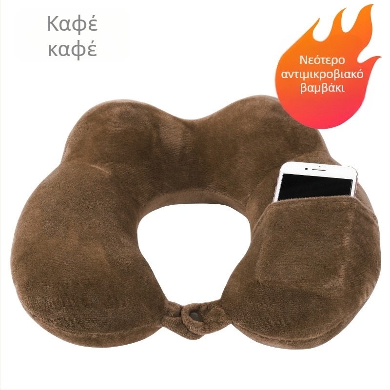 Μάξιλαρι λαιμού σχήματος U με διπλό καμπύλο σχέδιο, γέμισμα PP βάμβακι, κάλυμμα Crystal Velvet, μοντέρνο μινιμαλιστικό στυλ, ιδανικό για ταξίδια και γραφείο